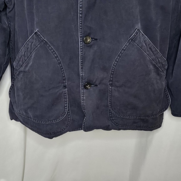 Vintage Mens Authentic Gap Clothing Leather Collar Navy Blue Chore Barn Coat XXL - Picture 4 of 15